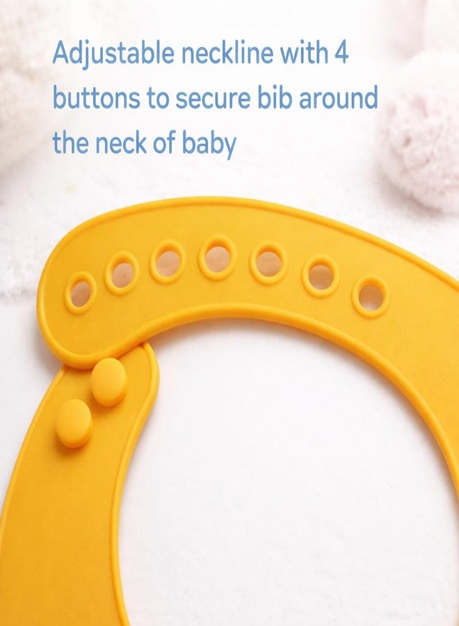 AEREX Silicone Baby Feeding Bib with Food Catcher Pocket | Waterproof & Adjustable Toddler Bib | Soft BPA-Free Washable Weaning Bib for Babies 6 Months to 4 Years (Yellow) - Image 4