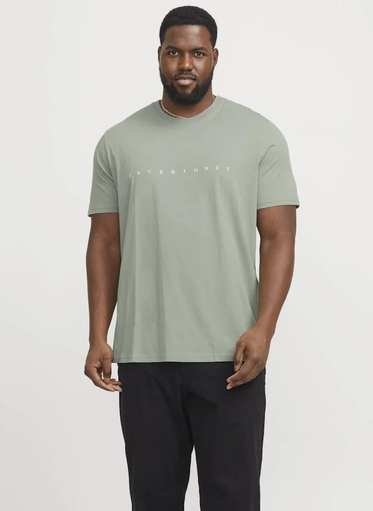 جاك اند جونز Plus Size Logo Crew Neck T-Shirt