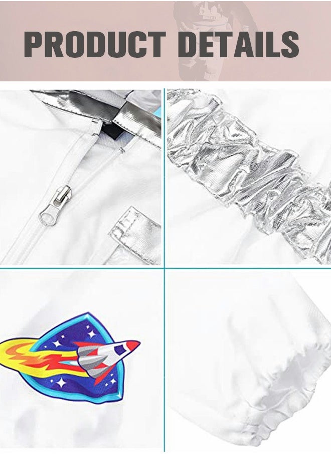 GROIC Astronaut Costume for Kids, White Space Suit Set with Helmet And Gloves, Astronaut Cosplay Set, Aviator Jumpsuit, Space Themed Party Costume  - Image 3