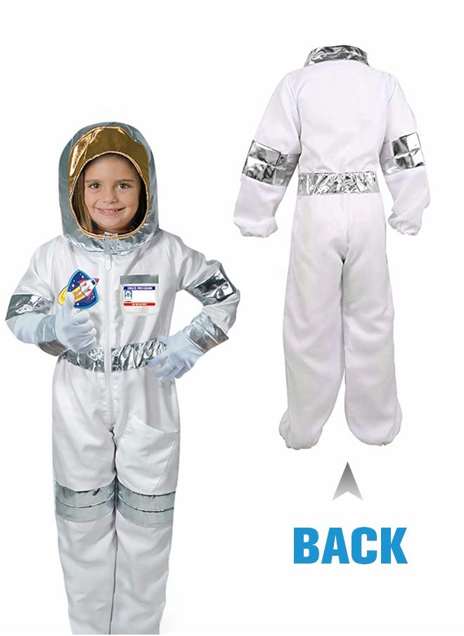 GROIC Astronaut Costume for Kids, White Space Suit Set with Helmet And Gloves, Astronaut Cosplay Set, Aviator Jumpsuit, Space Themed Party Costume  - Image 4