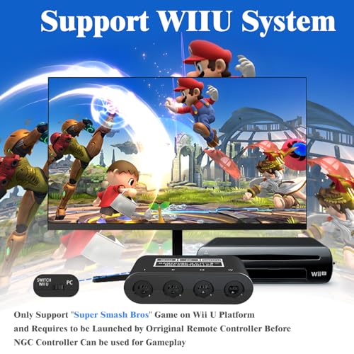 CLOUDREAM Gamecube Adapter for Nintendo Switch / Wii U / PC and Switch 2 Gamecube Controller Adapter, Super Smash Bros Adapters for NGC Controller, Support Turbo and Vibration Features with 180cm USB Cable - Image 4