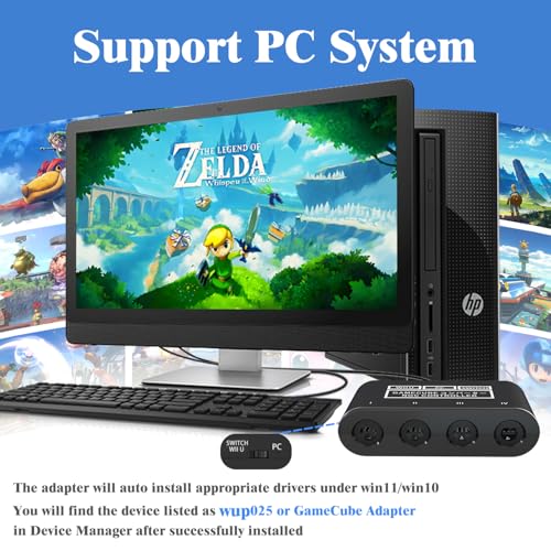 CLOUDREAM Gamecube Adapter for Nintendo Switch / Wii U / PC and Switch 2 Gamecube Controller Adapter, Super Smash Bros Adapters for NGC Controller, Support Turbo and Vibration Features with 180cm USB Cable - Image 3