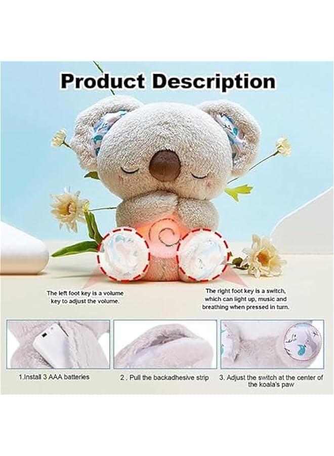Relief Koala Breathing Stuffed Toy, Anxiety Relief Plush Breathing Animal, Sleeping Koala Plush Breathing with Musical Lights & Rhythmic Breathing Motion (A-Koala) - Image 2