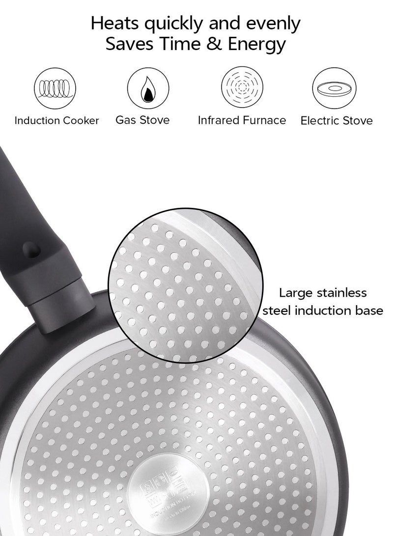 ايست من نون 24 cm Aluminum Non-Stick Frypan, Ergonomic Handle, Dishwasher Safe, Suitable for Gas, Electric, and Ceramic Stoves, PTFE/PFOA-Free - Black - Image 4