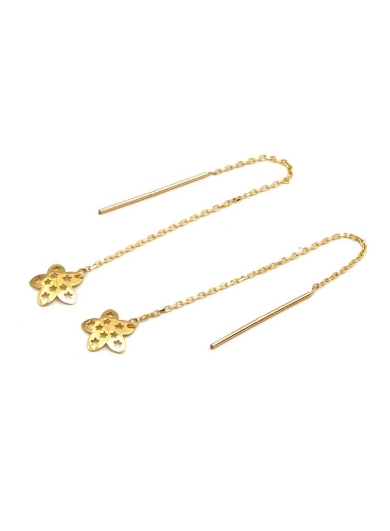 Gold Zone Real Gold Net Flower Drop Hanging Drop Earring Set - Image 1