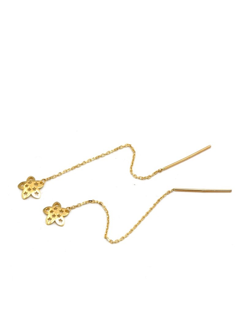 Gold Zone Real Gold Net Flower Drop Hanging Drop Earring Set - Image 3