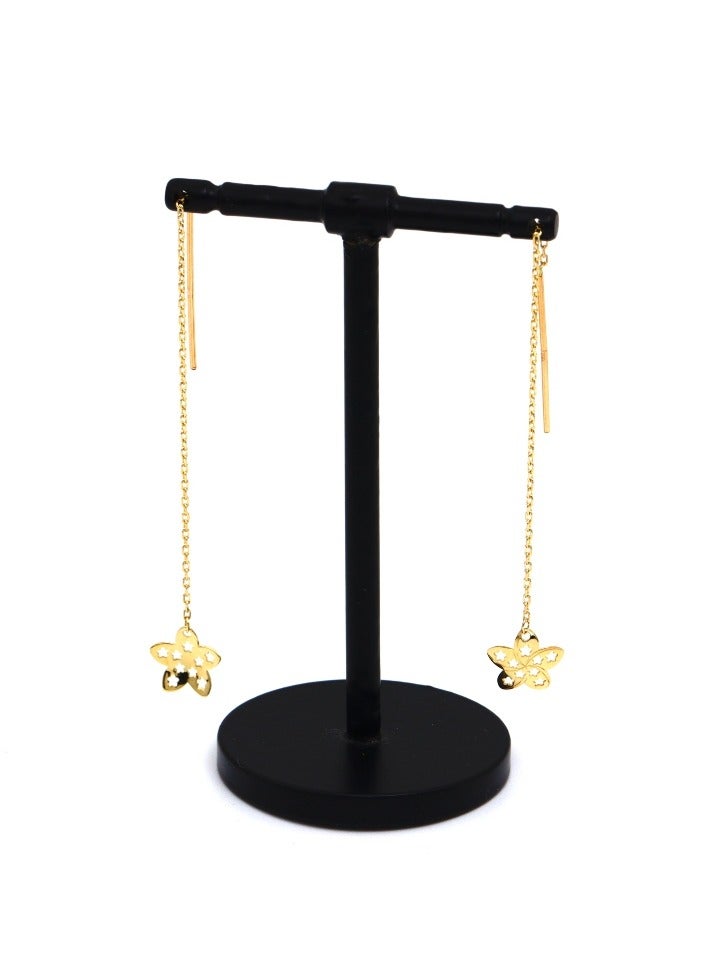 Gold Zone Real Gold Net Flower Drop Hanging Drop Earring Set - Image 4