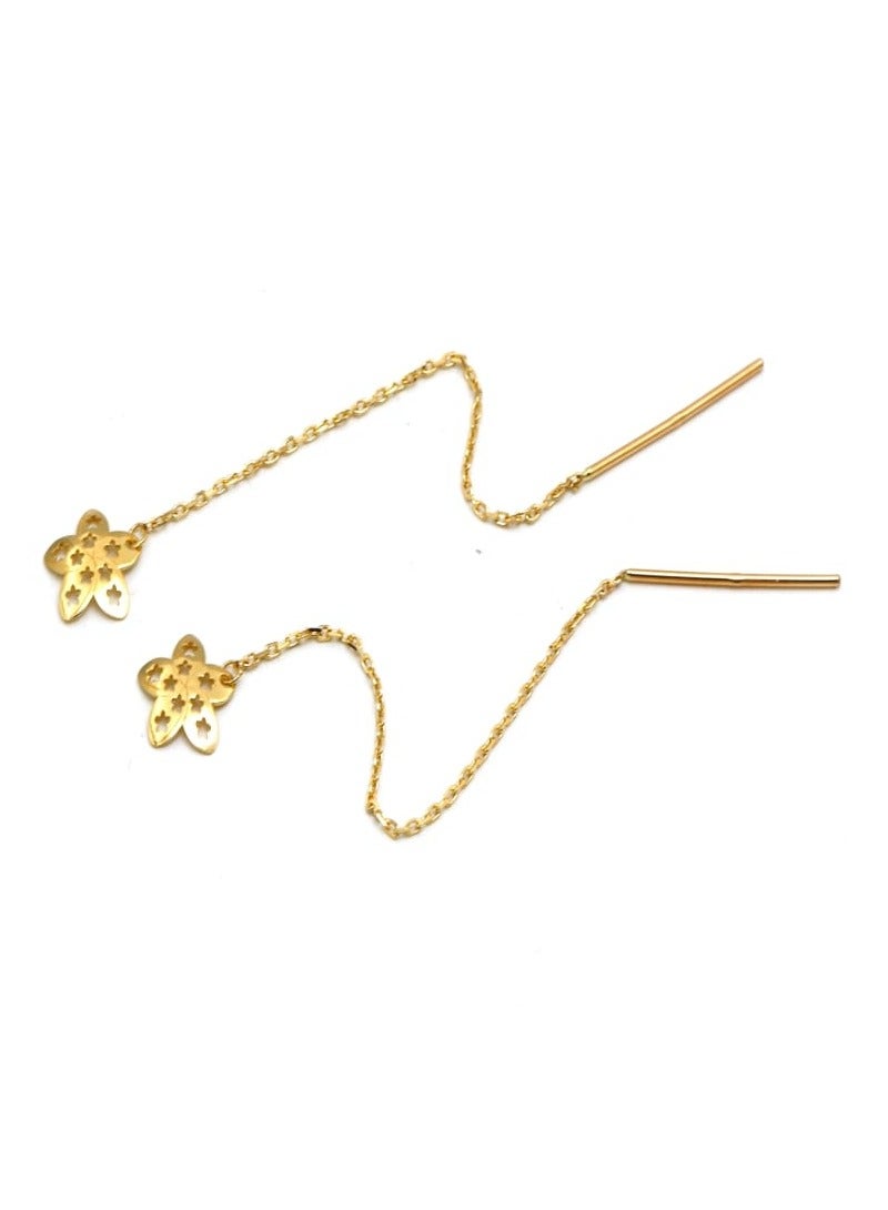 Gold Zone Real Gold Net Flower Drop Hanging Drop Earring Set - Image 2