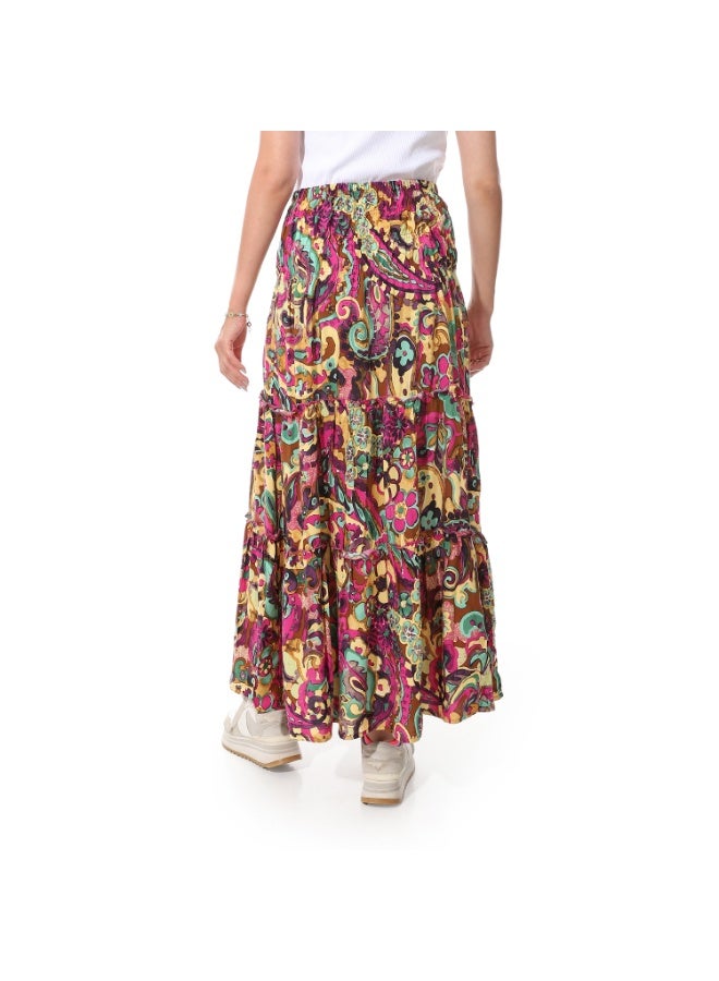 Coctail 6475-Floral Skirt-Fuchia - Image 3