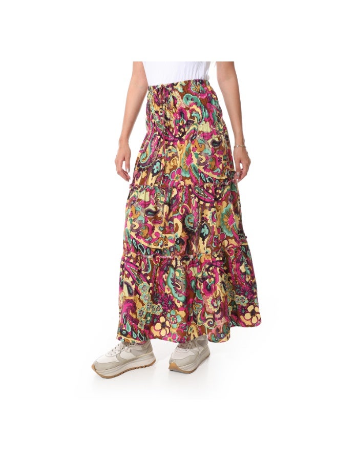 Coctail 6475-Floral Skirt-Fuchia - Image 2