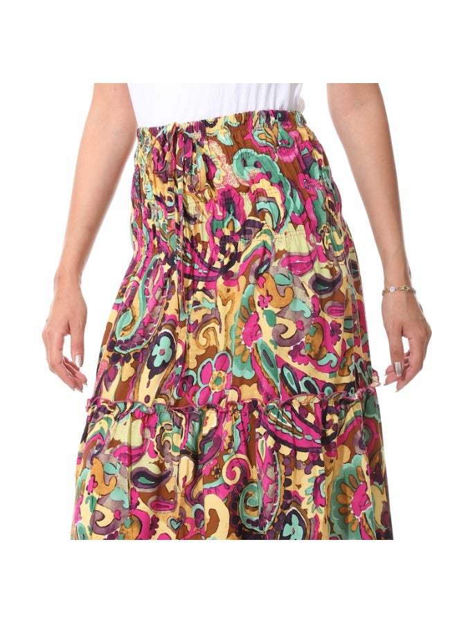Coctail 6475-Floral Skirt-Fuchia - Image 4