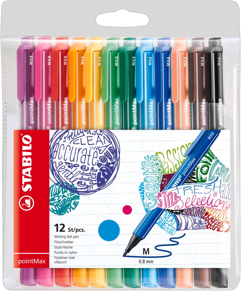 STABILO pointMax NylonTip Sign Pen Pack of 12 Assorted colors - Image 2