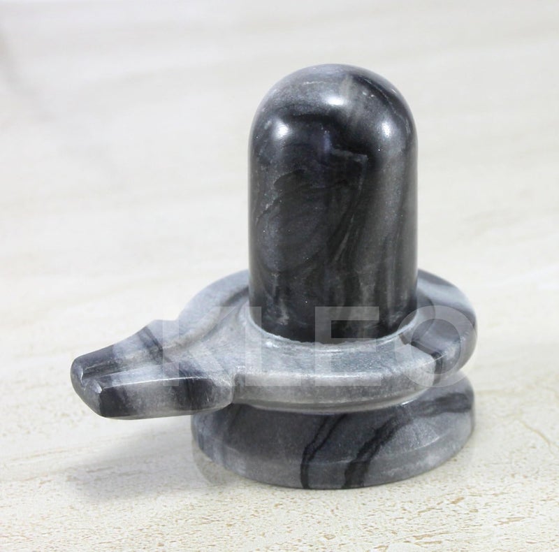 KLEO Marble Stone Shiva Lingam Shiv Ling Idol Murti for Daily Pooja 35 Height Black Shiva - Image 3