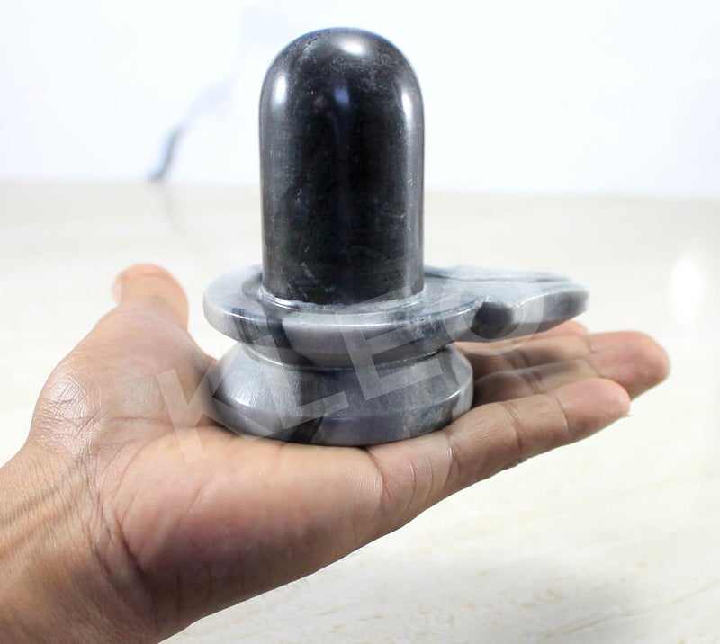KLEO Marble Stone Shiva Lingam Shiv Ling Idol Murti for Daily Pooja 35 Height Black Shiva - Image 2