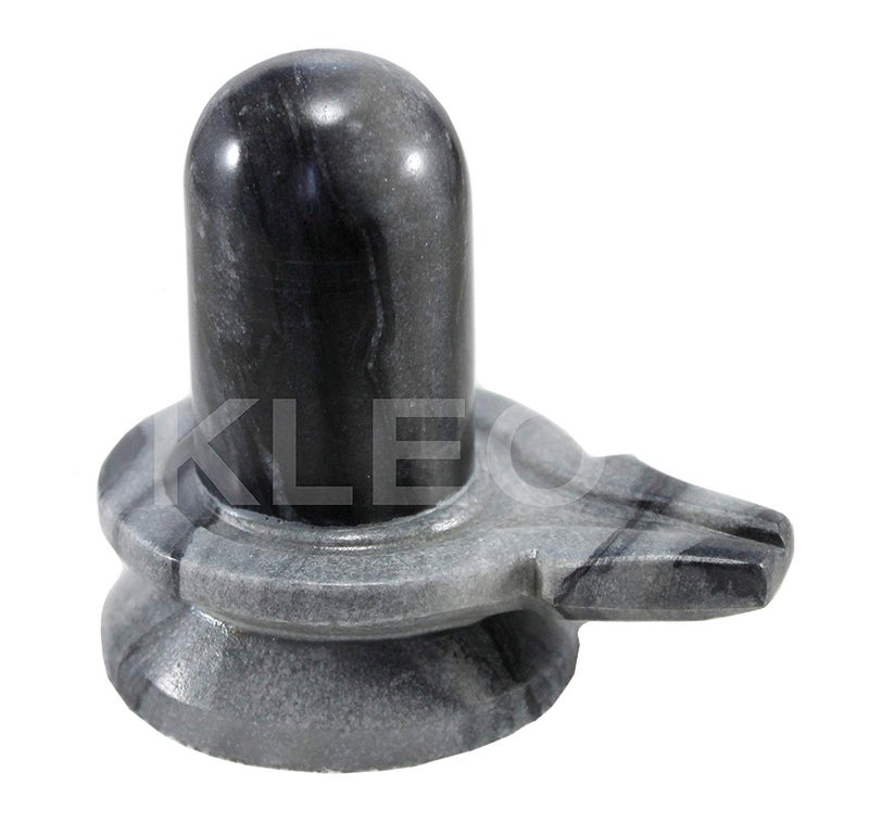 KLEO Marble Stone Shiva Lingam Shiv Ling Idol Murti for Daily Pooja 35 Height Black Shiva - Image 1