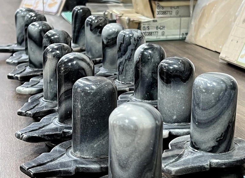 KLEO Marble Stone Shiva Lingam Shiv Ling Idol Murti for Daily Pooja 35 Height Black Shiva - Image 5