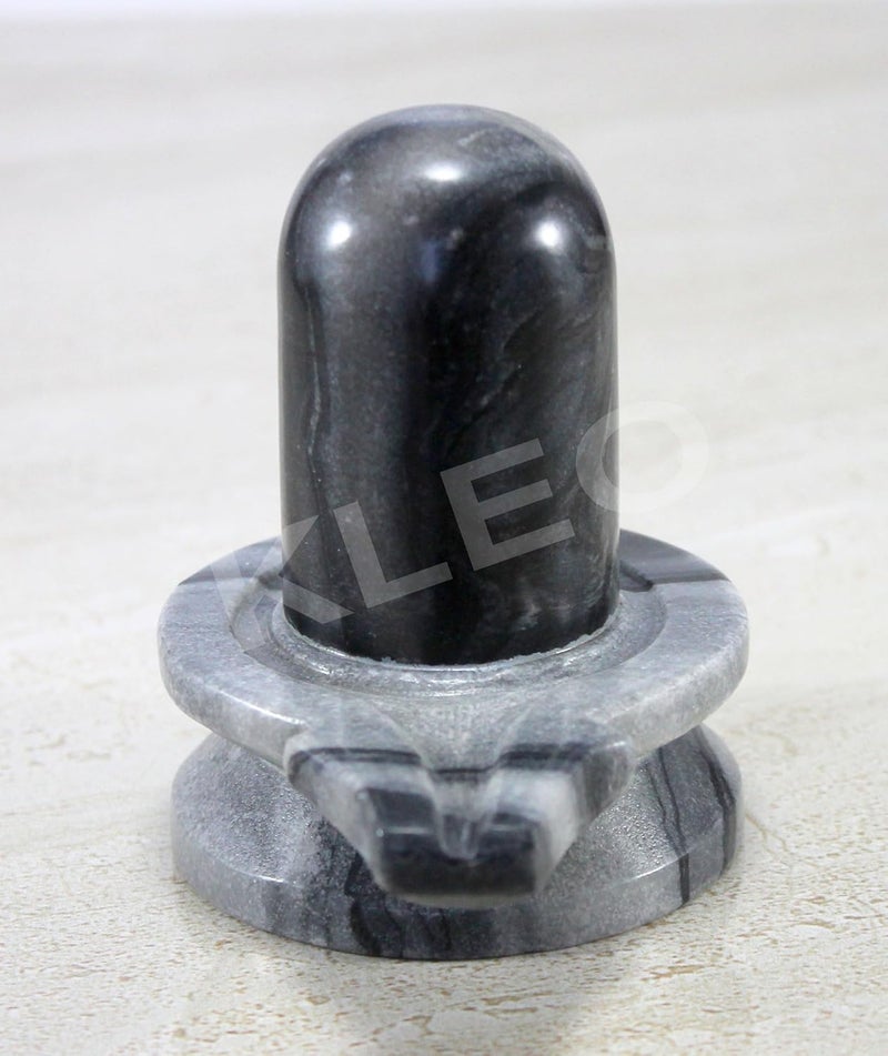 KLEO Marble Stone Shiva Lingam Shiv Ling Idol Murti for Daily Pooja 35 Height Black Shiva - Image 4