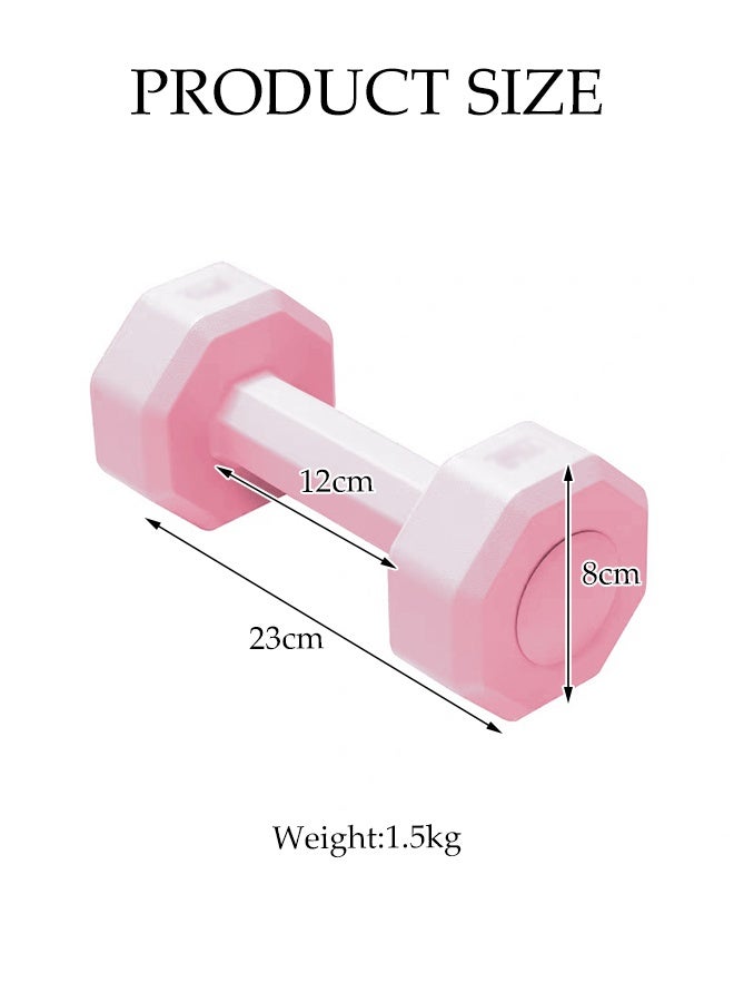 DUNISO 2-Piece Solid Dumbbell Set with Non-slip handle, Rubber & Colored Coating,for Strength Training, Fitness ,Home Training,(Pink) 1.5kg*2 - Image 2