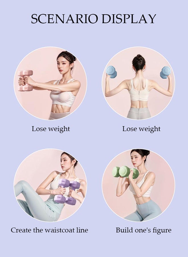 DUNISO 2-Piece Solid Dumbbell Set with Non-slip handle, Rubber & Colored Coating,for Strength Training, Fitness ,Home Training,(Pink) 1.5kg*2 - Image 4