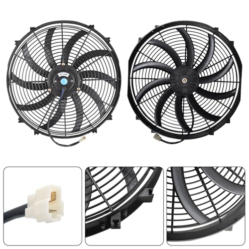 GESEXI 16" Slim Fan Push Pull Electric Radiator Cooling Fan Universal High Performance 12V 120W Motor with Fan Mounting Kit-Black (2 Pack) - Image 5