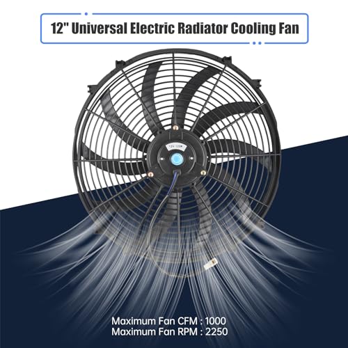 GESEXI 16" Slim Fan Push Pull Electric Radiator Cooling Fan Universal High Performance 12V 120W Motor with Fan Mounting Kit-Black (2 Pack) - Image 3