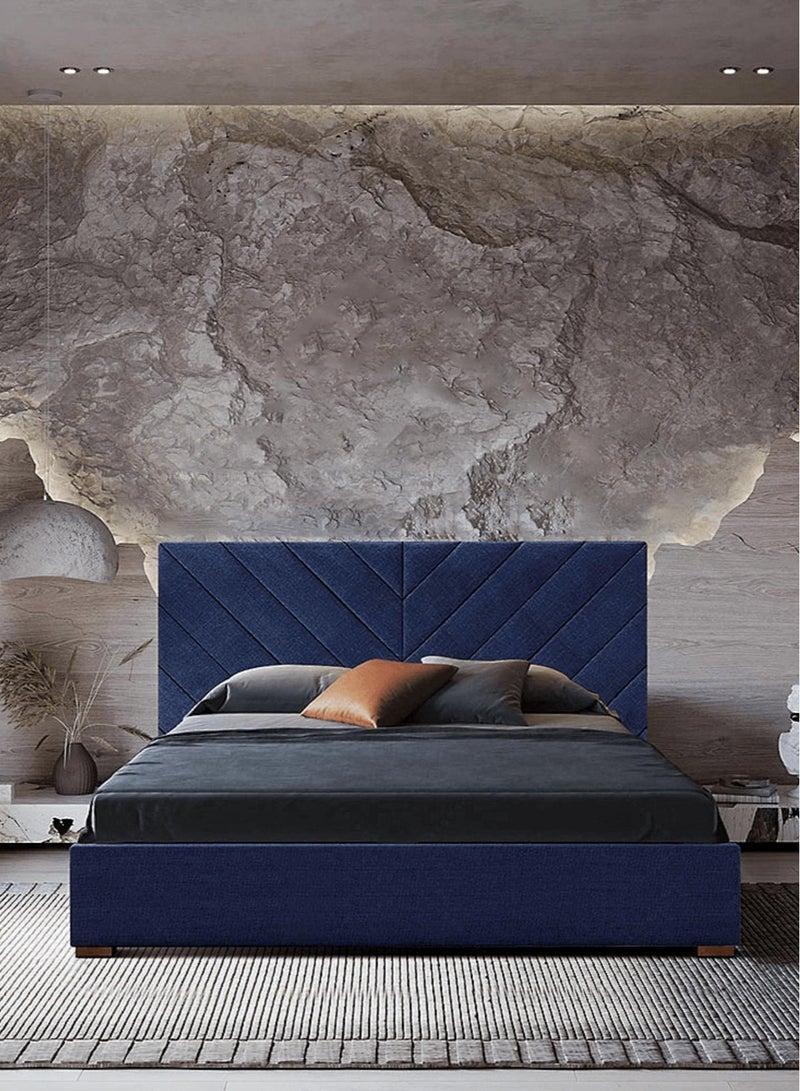 Syla Upholstered Velvet Bed Frame Bedroom Furniture Strong And Sturdy Modern Design Wooden Bed  Space Cadet Twin size 120 x 200cm