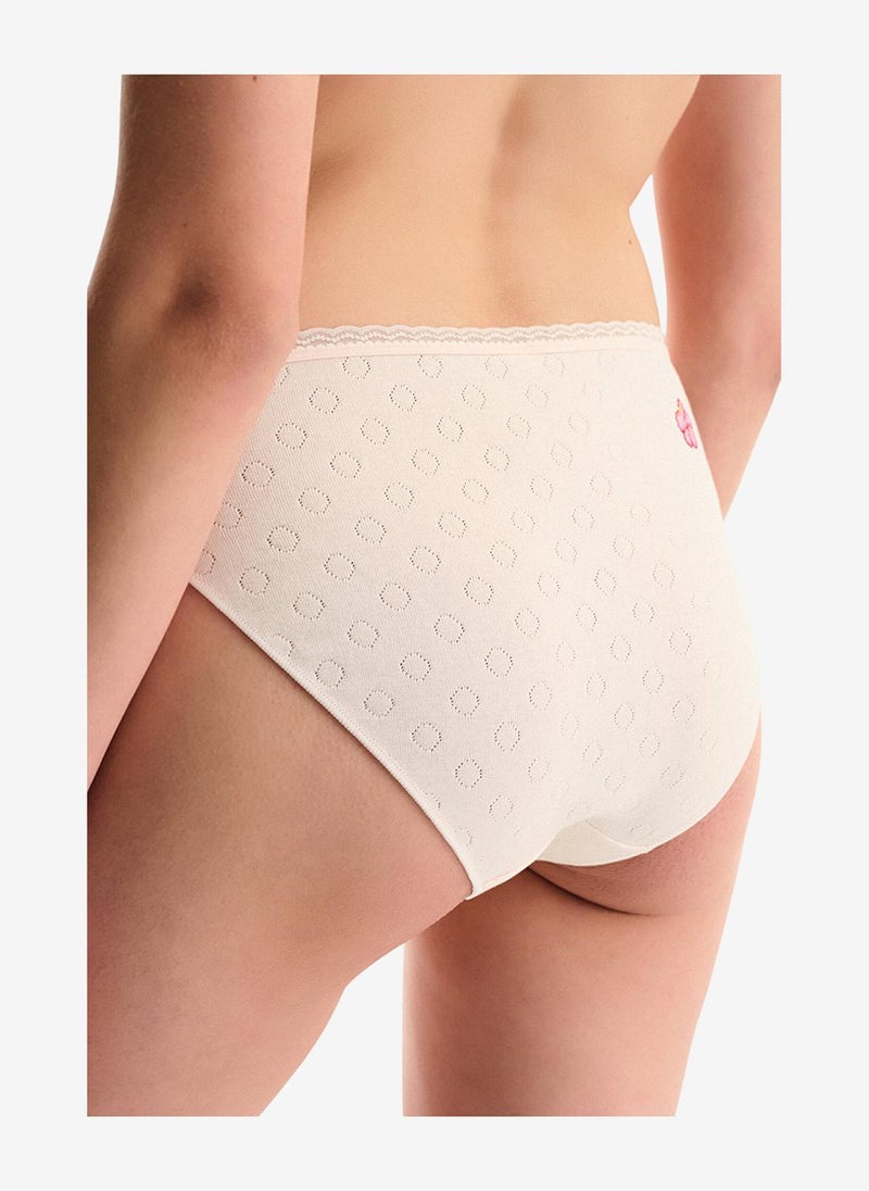 Penti Women Pointel Slip Cream/Pink Briefs - Image 2