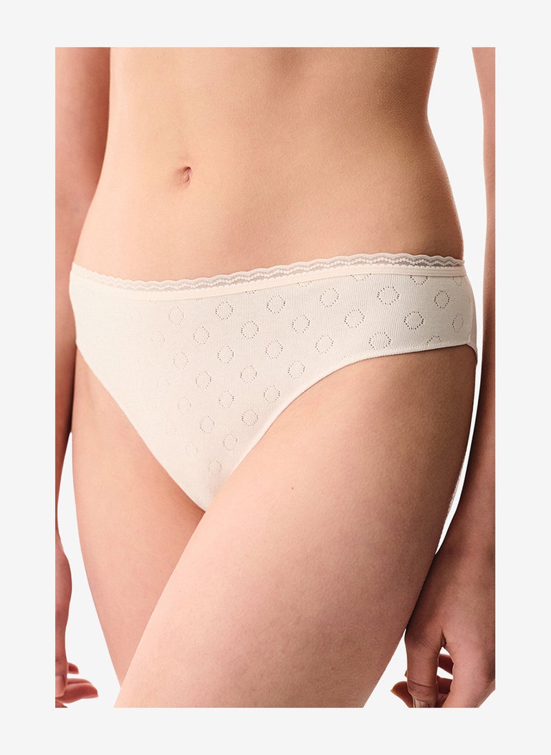 Penti Women Pointel Slip Cream/Pink Briefs - Image 1