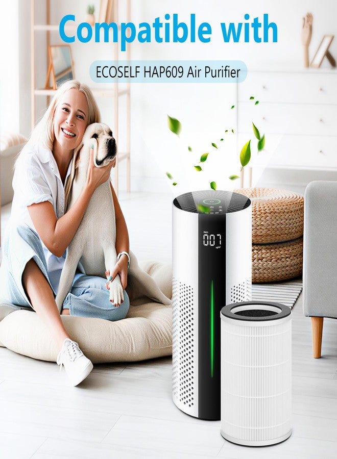 FCFMY 2 Packs HAP609 Replacement Filter Compatible with ECOSELF HAP609 Air Purifi-er for Home Large Room up to 1800 Ft², H13 True HEPA Filter - Image 2