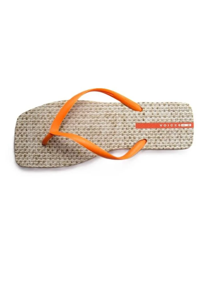 Voices Slim Sardenha Women'S Flip Flops With Square Shape Printed Sole - Orange