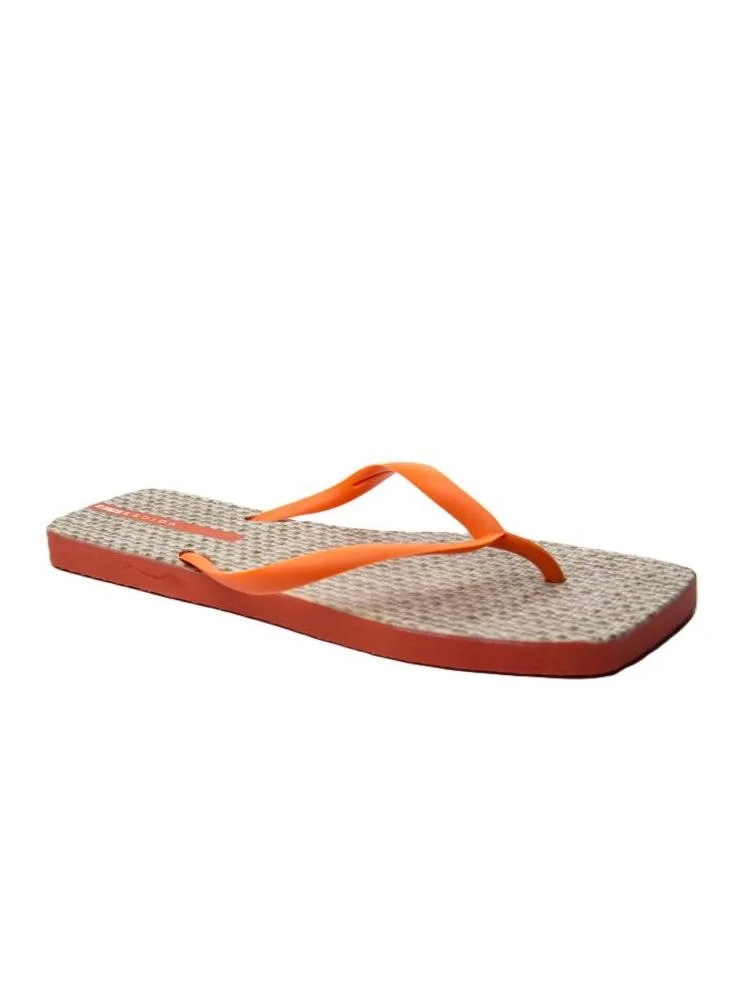 Voices Slim Sardenha Women'S Flip Flops With Square Shape Printed Sole - Orange