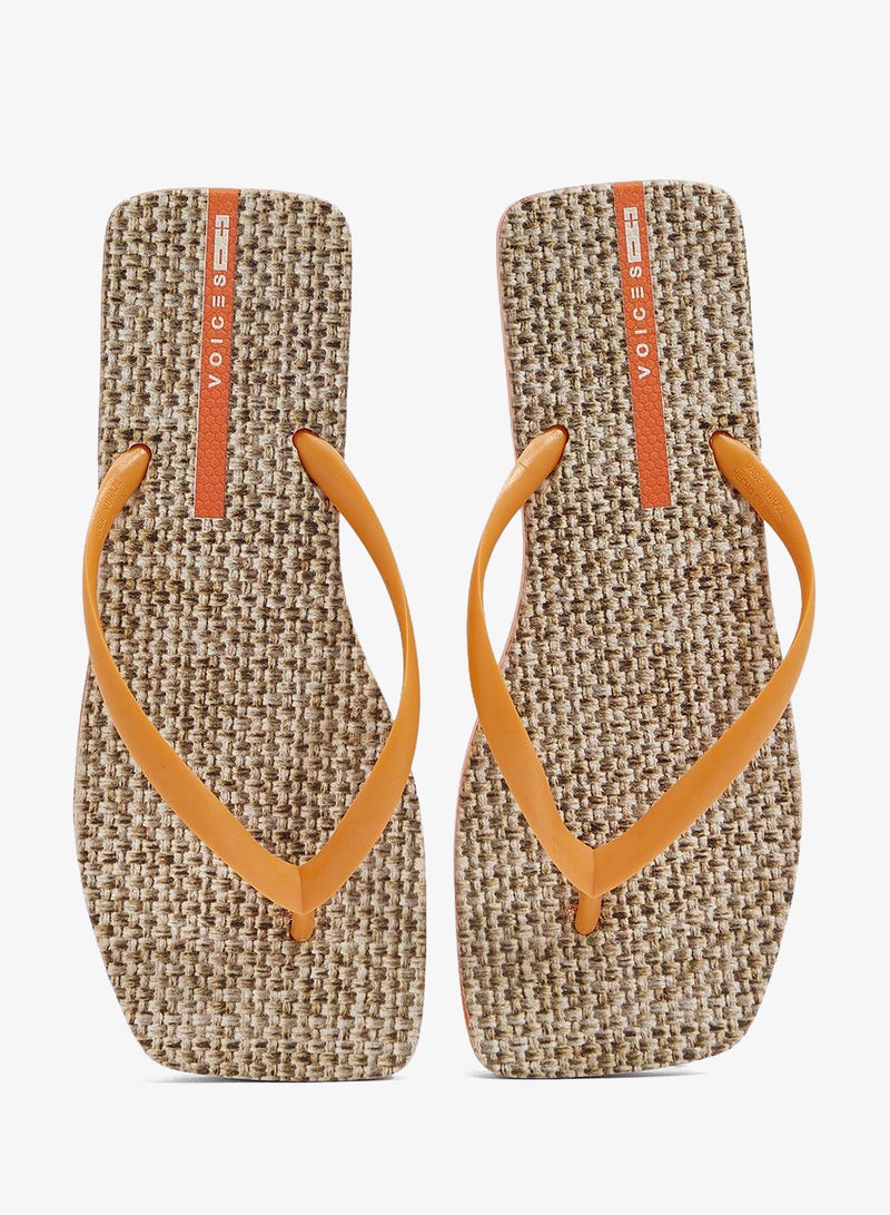 Voices Slim Sardenha Women'S Flip Flops With Square Shape Printed Sole - Orange - Image 4