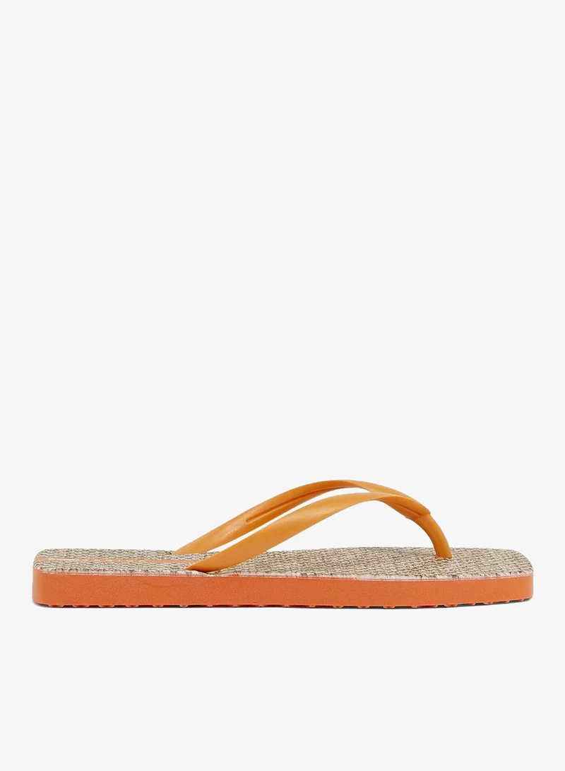 Slim Sardenha Women'S Flip Flops With Square Shape Printed Sole - Orange