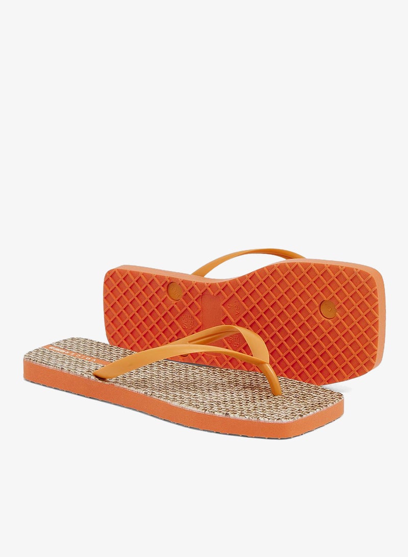 Voices Slim Sardenha Women'S Flip Flops With Square Shape Printed Sole - Orange - Image 3