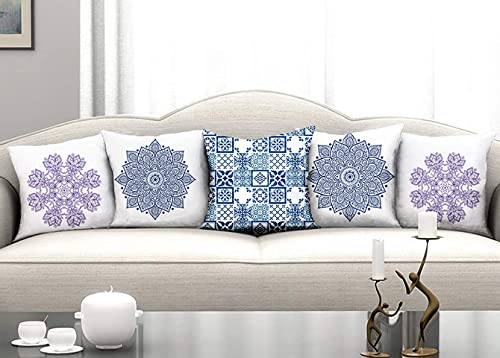 homewards® Satin Digital Printed Cushion Covers, 16x16 Inches (Multicolor) - Set of 5 - Image 1