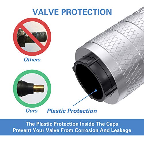 CKAuto Tire Valve Stem Caps, Silver, 4 pcs/Pack, Anodized Aluminum Tire Valve Cap Set, Corrosion Resistant, Universal Stem Covers for Cars Trucks Motorcycles SUVs and Bikes - Image 5