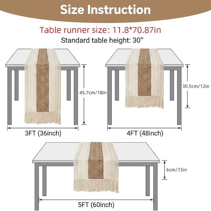 HASTHIP® Rustic Linen Tablecloth,Bohemian Style Natural Fabric Table Cover for Dining Table,Washable Decorative Cloth for Kitchen Wedding Party Farmhouse Décor - Image 5