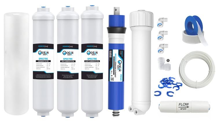 Ocean Drops ro Reverse Osmosis Filters 1 Year Service Set 7 Stage Reverse Osmosis Water Filter Kit Compatible with Most 10 INCH Water Filtration Systems Spectre 18PCS Combo with 80GPD Membrane - Image 1