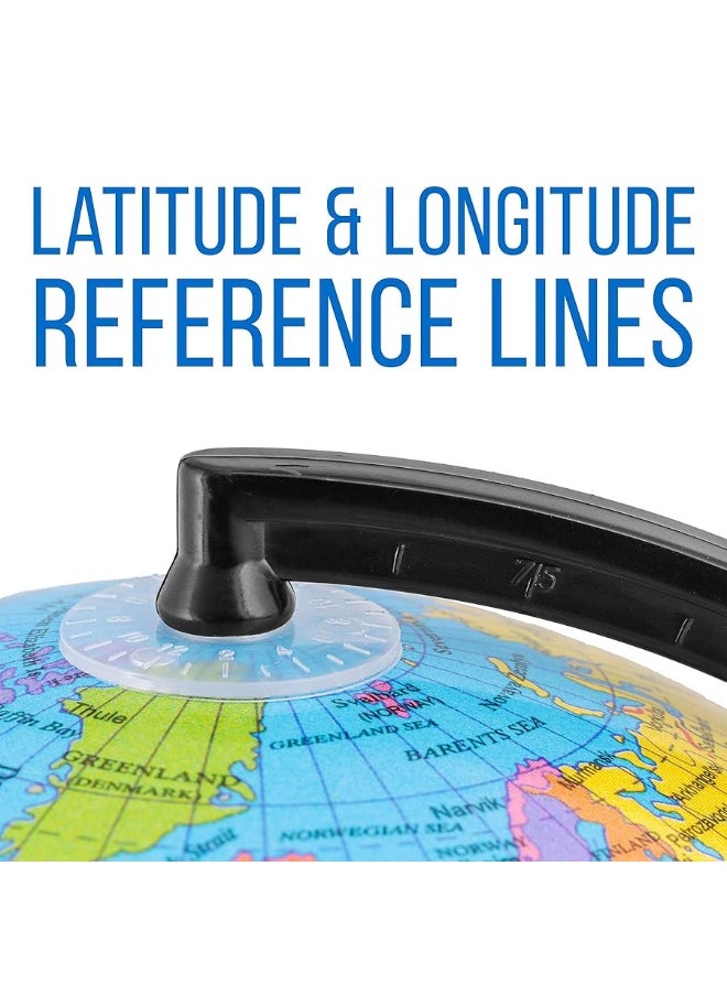 TCP Global TCP Global 6" Blue Ocean World Globe with Black Base - Compact Mini Political Globe, Vertical Axis Rotation - Fun, Educational, Learn Earth Geography - School, Home Office, Shelf Desktop Display  - Image 3