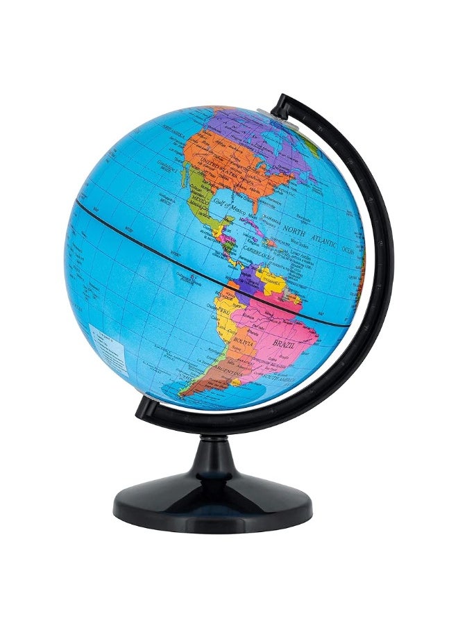 TCP Global TCP Global 6" Blue Ocean World Globe with Black Base - Compact Mini Political Globe, Vertical Axis Rotation - Fun, Educational, Learn Earth Geography - School, Home Office, Shelf Desktop Display  - Image 2