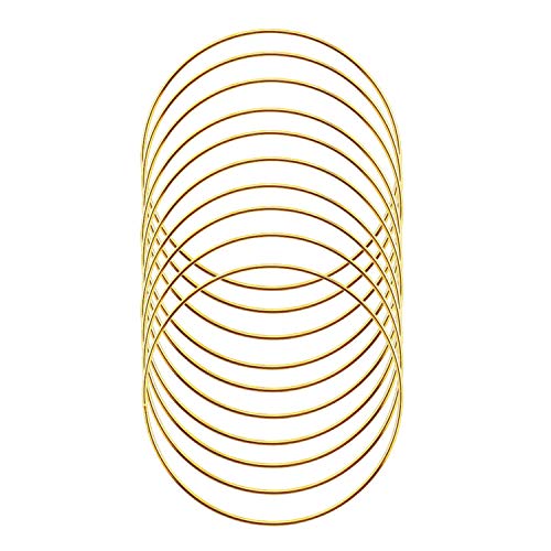 SUNTQ Macrame Hoops Ring for Dream Catcher Metal Crafts Round Brass Plated 7.5inch(Gold,Pack of 10) - Image 1