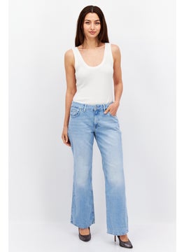 ESPRIT Women Regular Fit Washed Stretchable Denim Jean, Blue  - Image 2