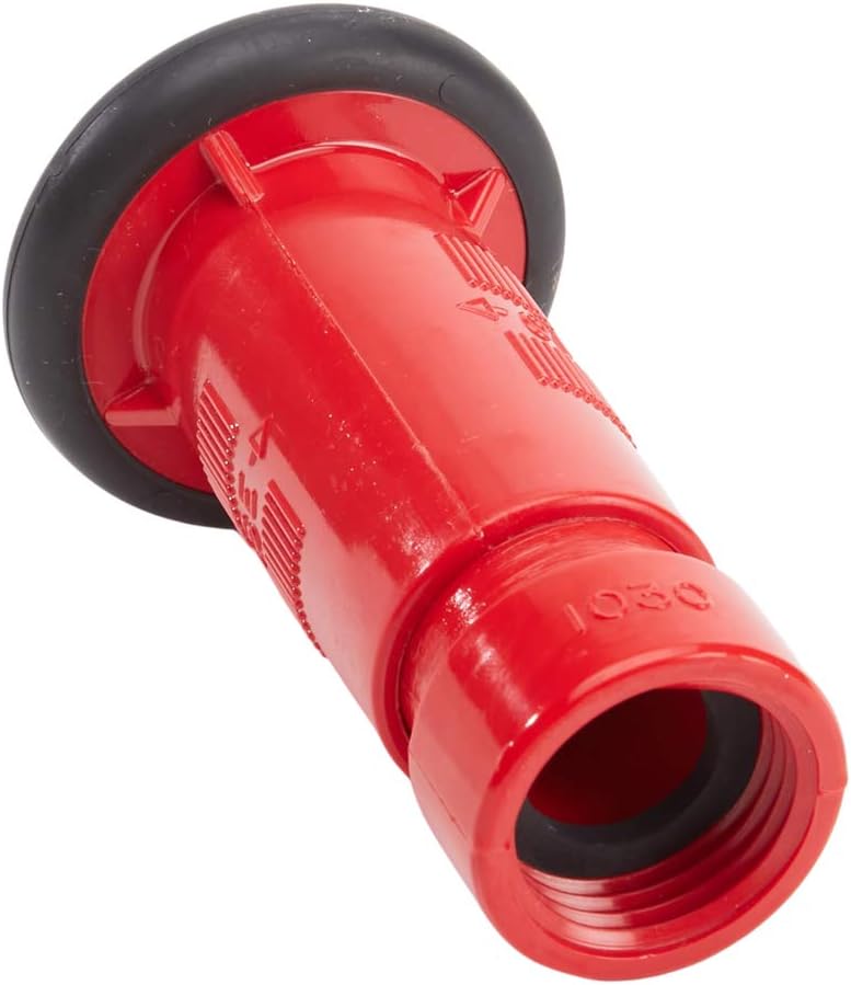 FireHoseDirect 1" Plastic Red Fire Nozzle (NH) with Small Durable Rubber Bumper - Image 3