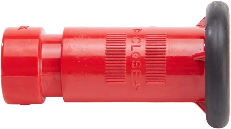 FireHoseDirect 1" Plastic Red Fire Nozzle (NH) with Small Durable Rubber Bumper - Image 1