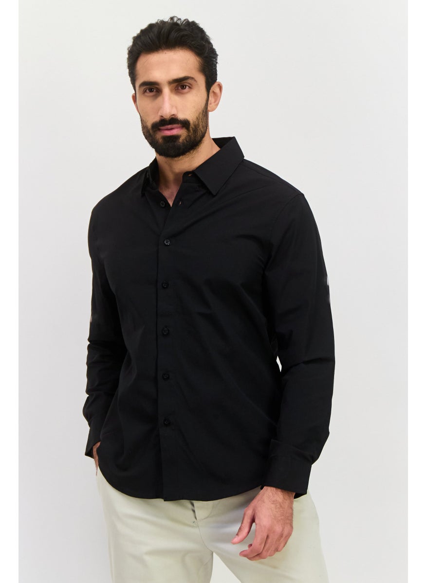English Laundry Men Regular Fit Solid Long Sleeve Dress Shirt, Black  - Image 1
