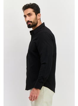 English Laundry Men Regular Fit Solid Long Sleeve Dress Shirt, Black  - Image 3