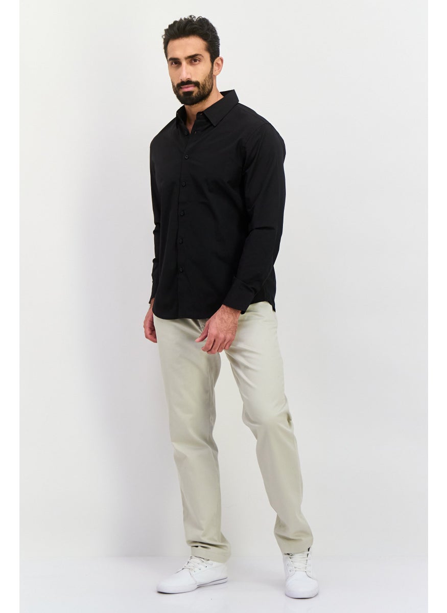 English Laundry Men Regular Fit Solid Long Sleeve Dress Shirt, Black  - Image 2