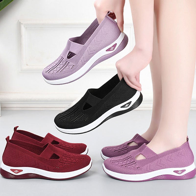 Breathable Knit Womens Slip-On Shoes Summer Black  - Image 2