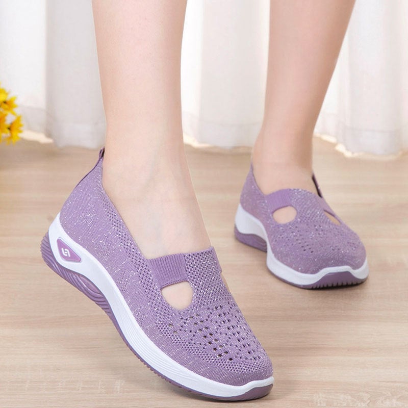 Breathable Knit Womens Slip-On Shoes Summer Black  - Image 3