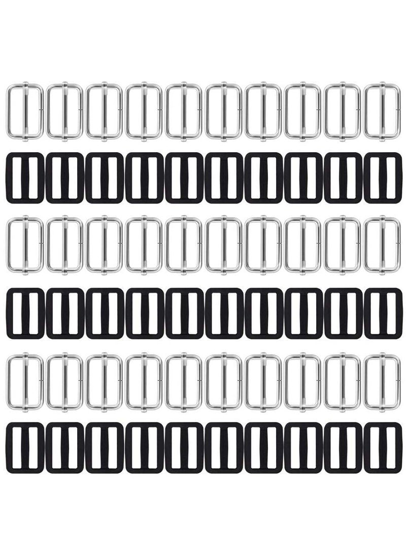 DIY Crafts DIY Crafts 1 inch Metal Plastic TriGlides Rectangle Adjustable Webbing Slider Metal SilverBlack Nylon 70 Black Nylon  - Image 2